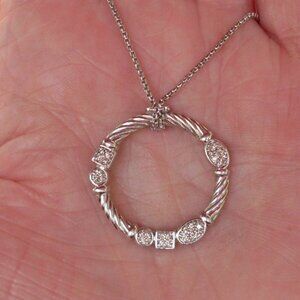 Retired David Yurman Diamond Confetti Necklace w/Attached DY Chain - 925